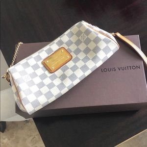 Authentic Clutch Eva Damier Azur White/Blue White